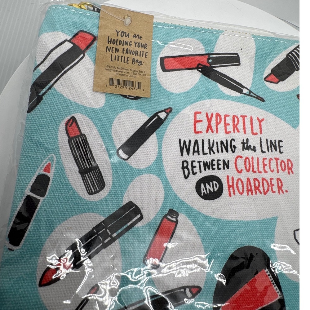 Emily McDowell Cosmetic Bag Makeup Pouch Expertly Walking Collector Hoarder - Picture 2 of 8